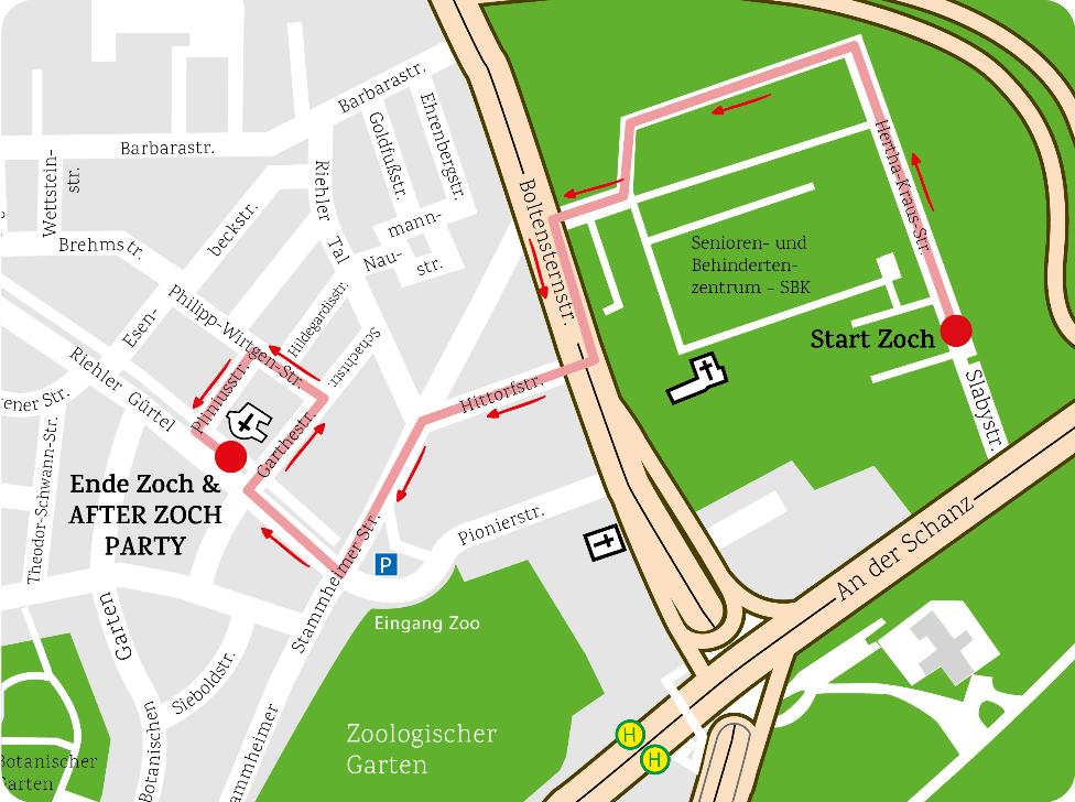 Zugstrecke des Riehler Zochs