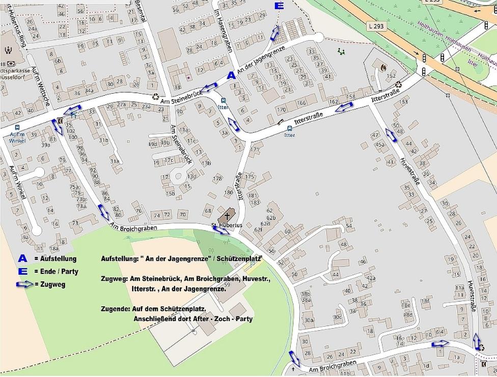 Zugweg des Karnevalszuges in Düsseldorf-Itter | Quelle: karnevalumzug-itter.de