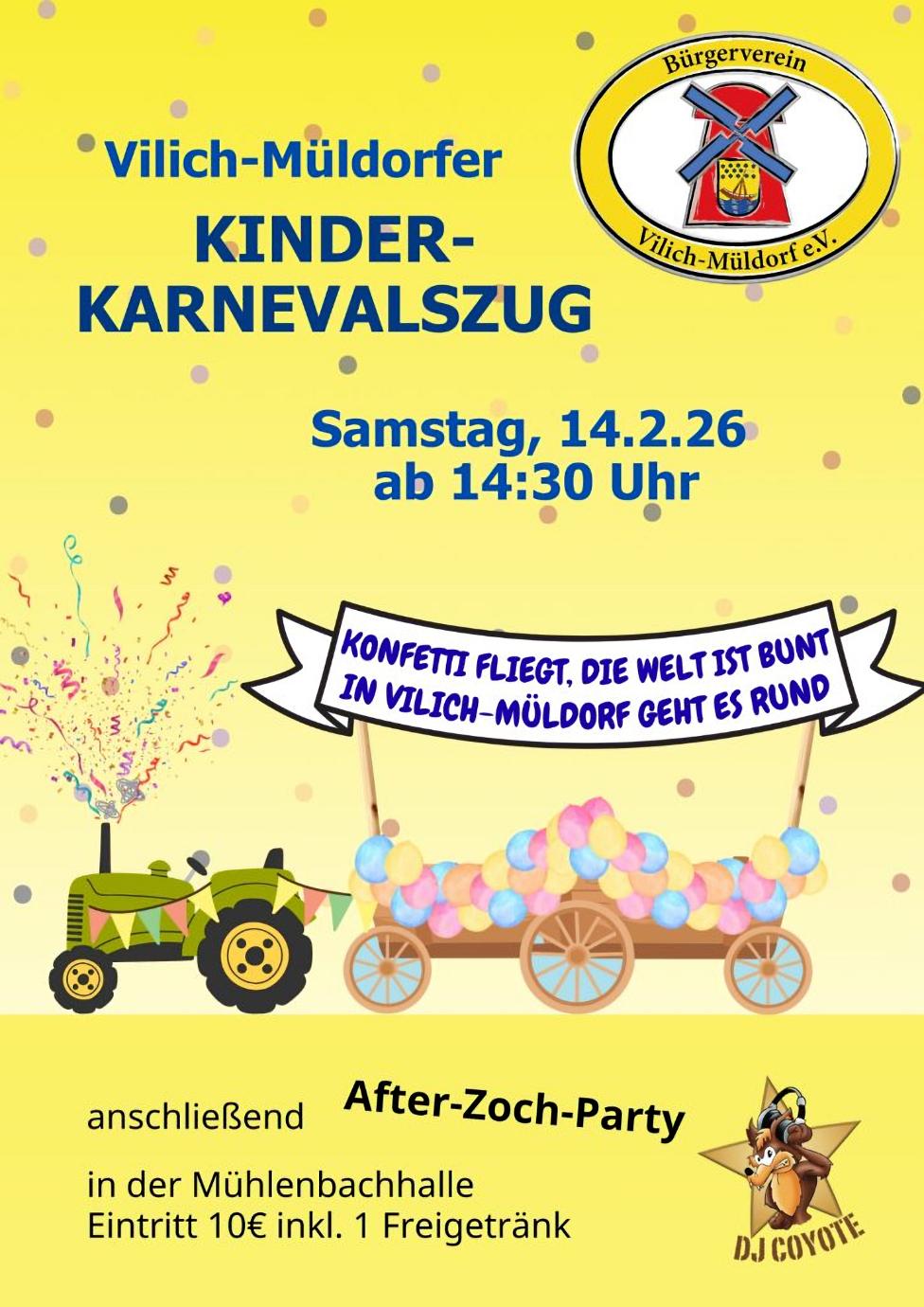Plakat des Karnevalssamstagszuges in Vilich-Müldorf