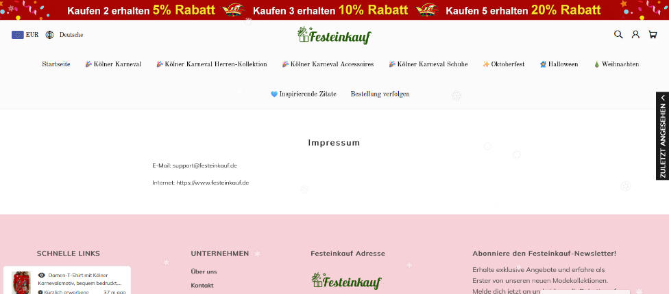 Impressum der Website festeinkauf.de