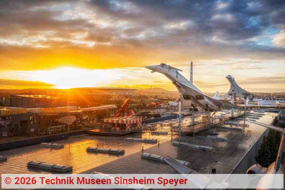 Tupolev und Concorde im Sonnenuntergang - Familien Sommerdeal in den Technik Museen Sinsheim Speyer | Quelle: Technik Museen Sinsheim Speyer