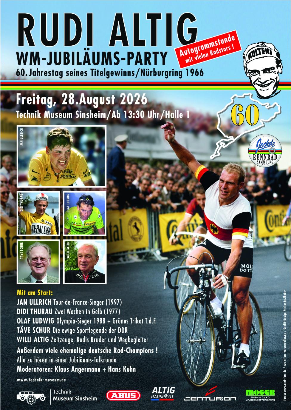 Poster zum Jubiläum von Rudi Altig 2026 | Quelle: Technik Museum Sinsheim