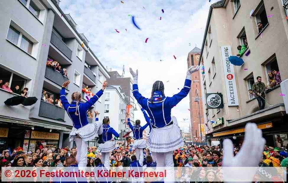 Tänzerinnen und Tänzer im Kölner Rosenmontagszug | Quelle: Festkomitee Kölner Karneval