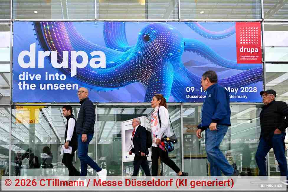 KI modifiziertes Foto von der drupa | Foto: CTillmann / Messe Düsseldorf